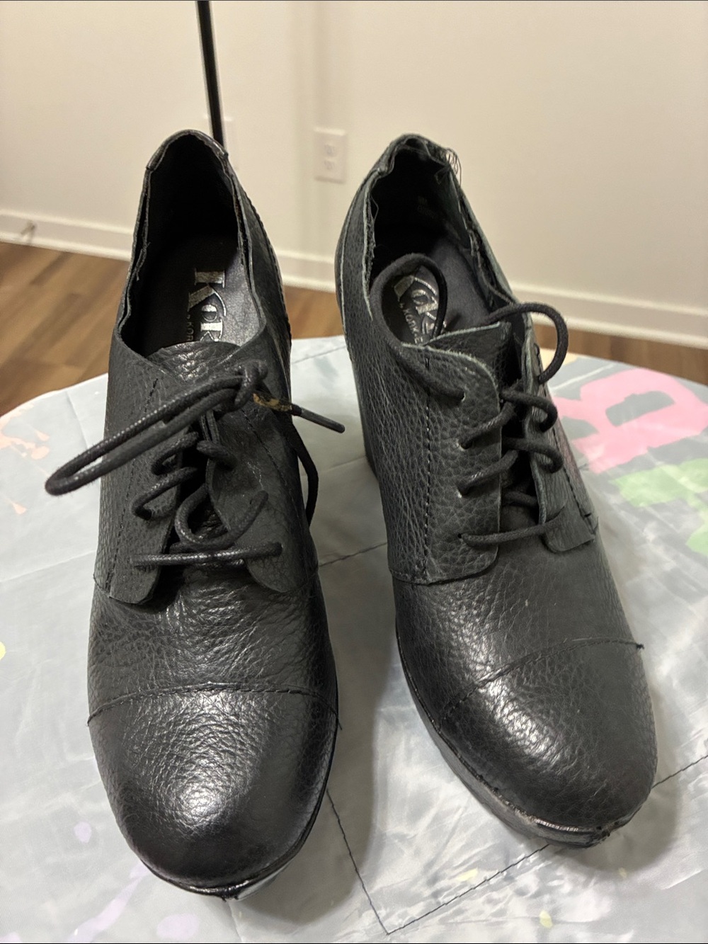 Kork-Ease Black Leather Lace-Up Women's Boots